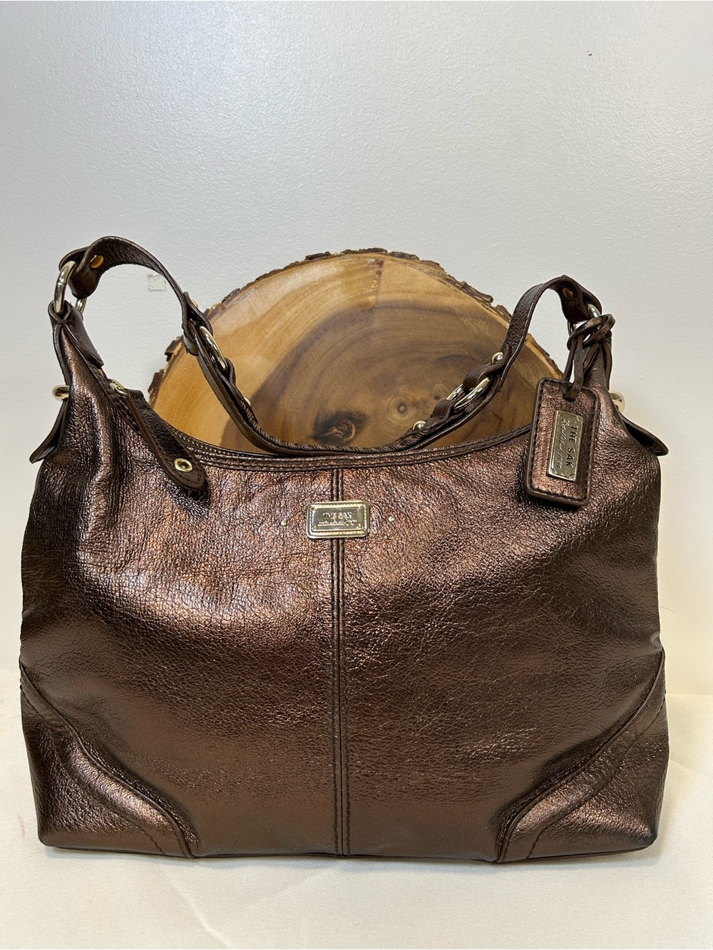 The SAK Metallic Bronze Leather Shoulder Bag medium slouchy hobo style - Picture 1 of 9